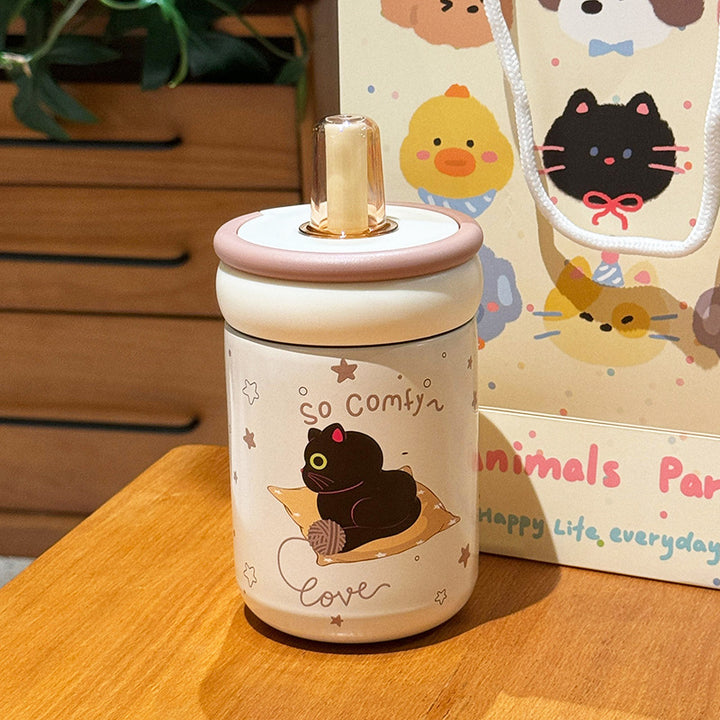 Women's Insulated Drinking Cup with Secure Flip Lid and Cute Cat Design Stornfield
