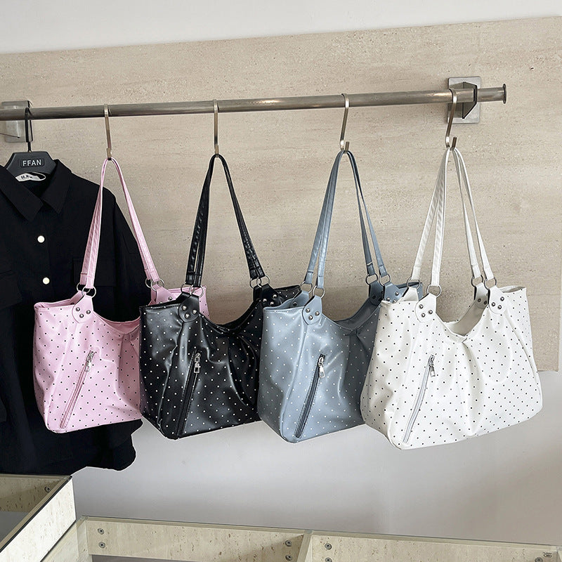 Polka Dot Patterned Handheld Tote Bag