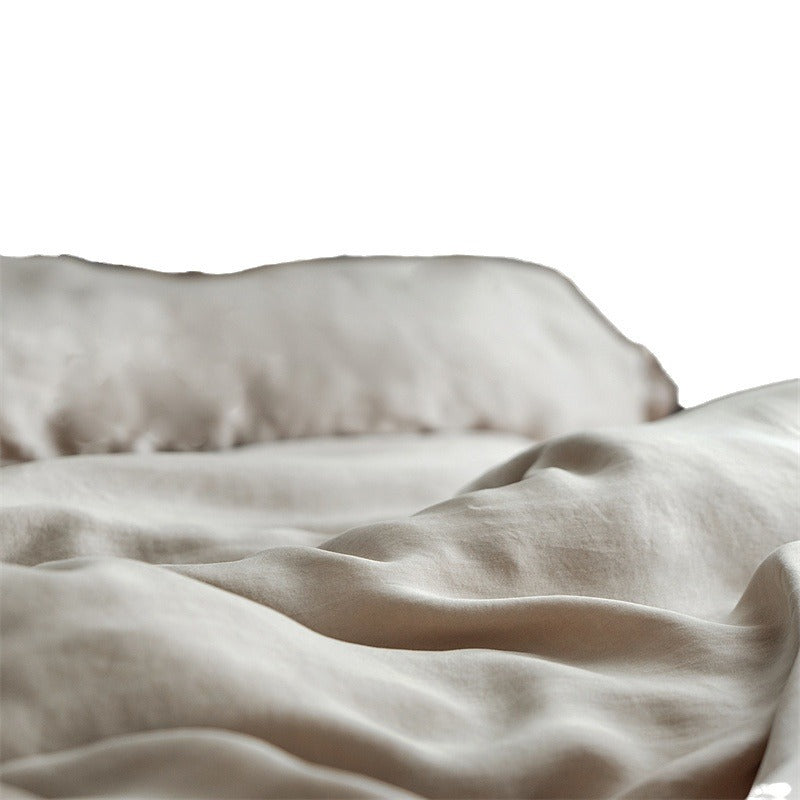 Washed Linen-Cotton Duvet Cover Set with Relaxed Stonewash Texture and Hidden Closure