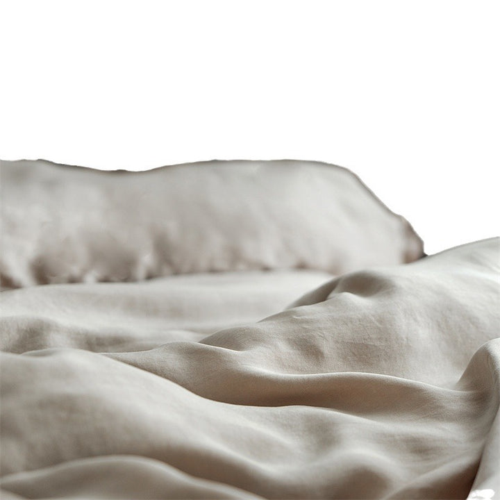 Washed Linen-Cotton Duvet Cover Set with Relaxed Stonewash Texture and Hidden Closure