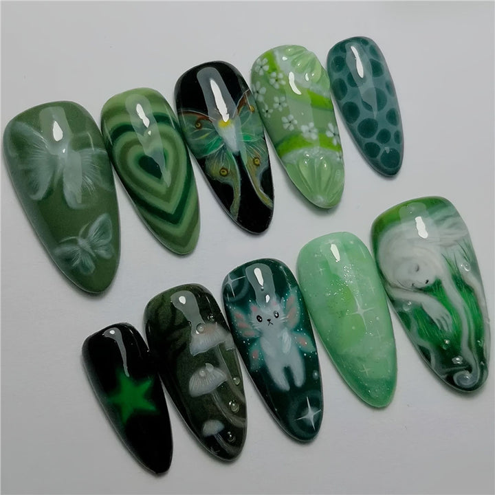 Artistic Cartoon-Themed Press-On Nail Art Set Stornfield