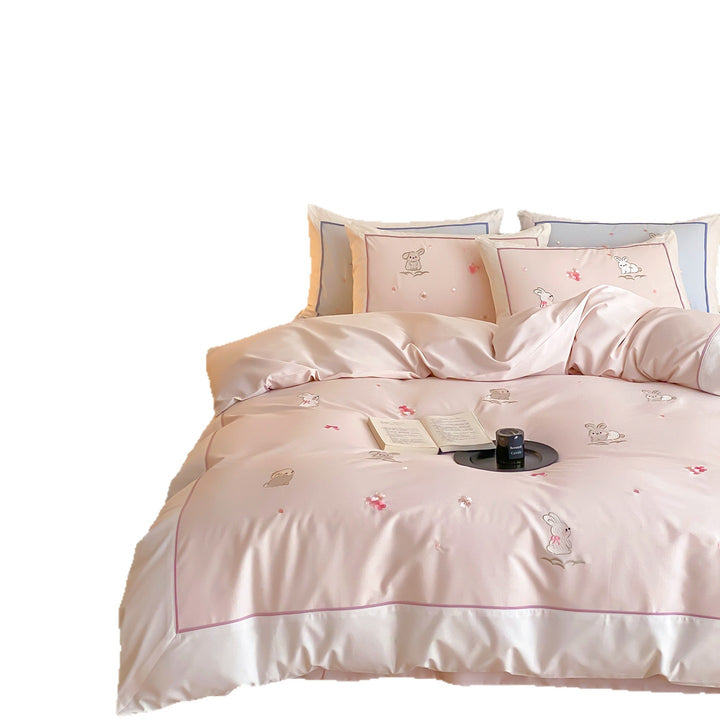 Bunny Embroidered Luxury Cotton Duvet Cover Set
