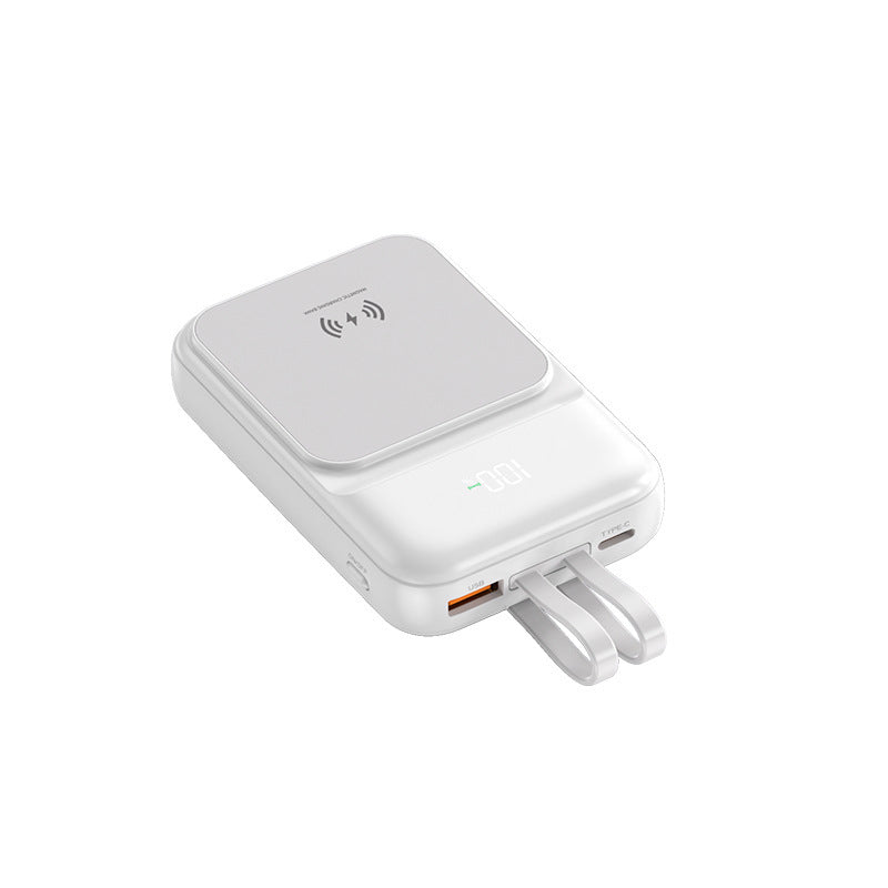 Portable power bank with wireless charging function and integrated charging cable Stornfield