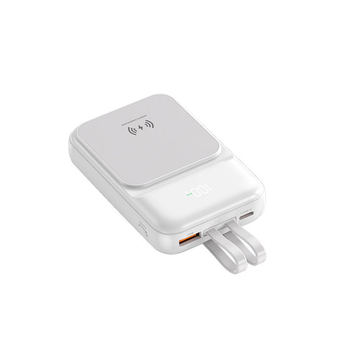 Portable power bank with wireless charging function and integrated charging cable Stornfield