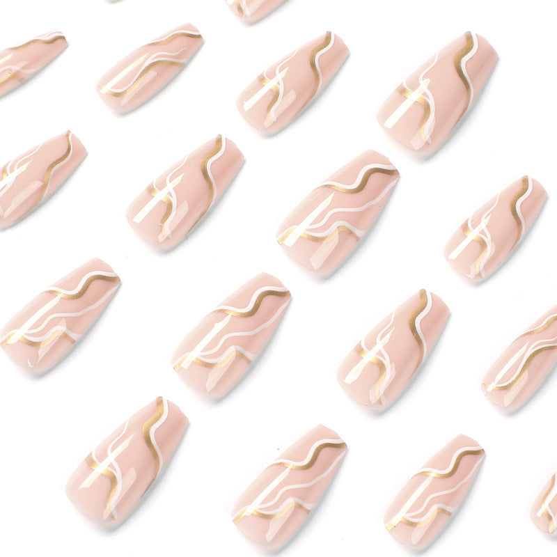 Artful Nail Extensions with Elegant Wave Design Stornfield