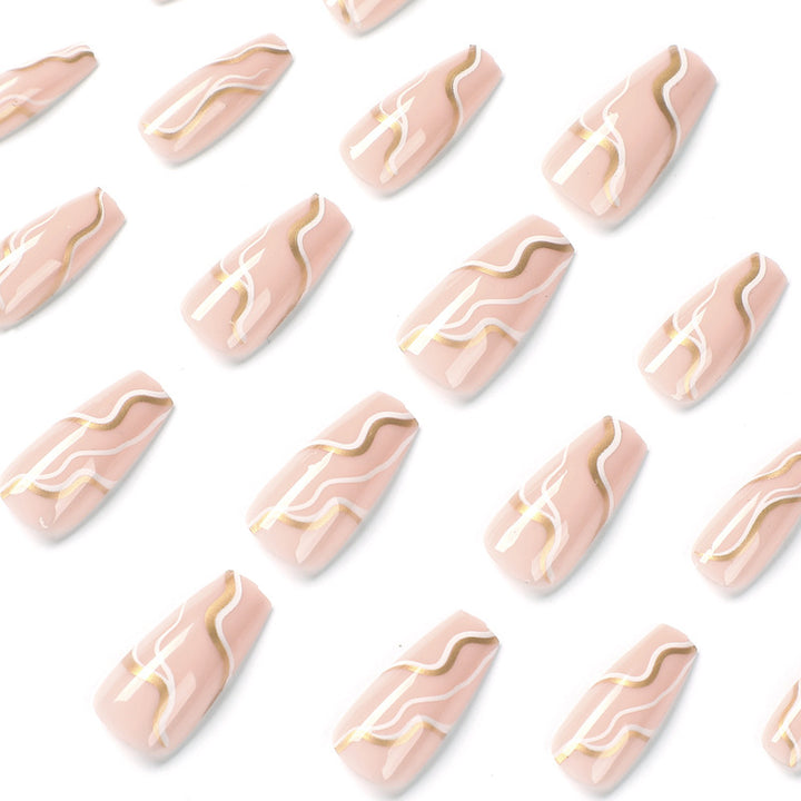 Artful Nail Extensions with Elegant Wave Design Stornfield