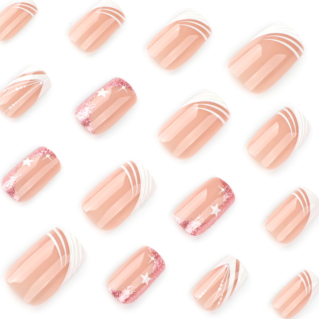 Artful Nail Extensions with Glitter and Star Design Stornfield