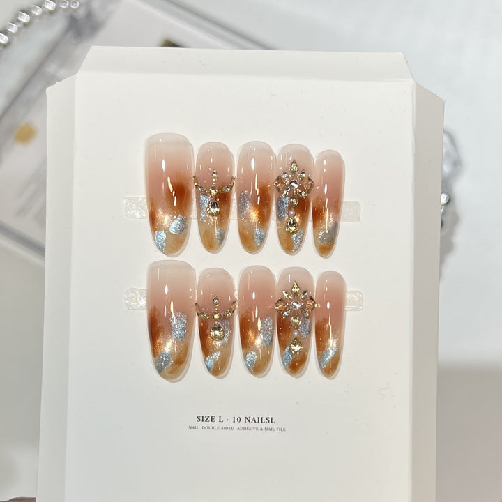 Decorative Stiletto Press-On Nail Set with Floral Designs Stornfield