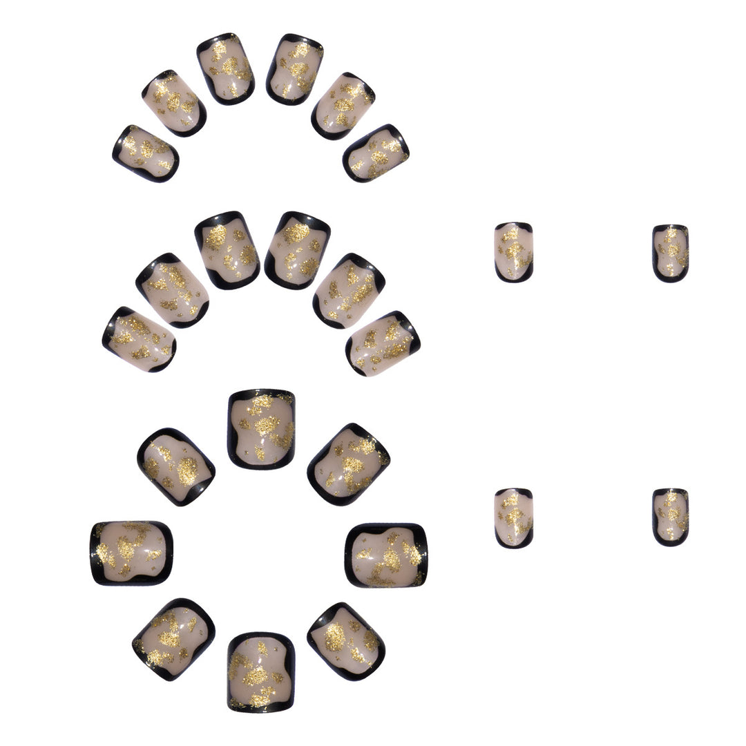 Artificial nail set with delicate gold accents and elegant finish Stornfield