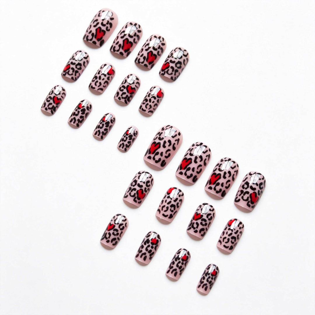 Artistic Leopard Print and Heart Nail Art Kit