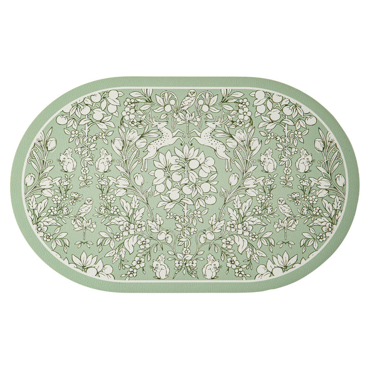 Round decorative rug with floral animal illustration and fine jacquard structure Stornfield