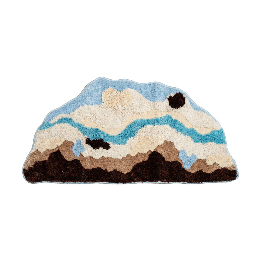 Shaped hand-tufted living room rug with moss-like structure and relief optics Stornfield
