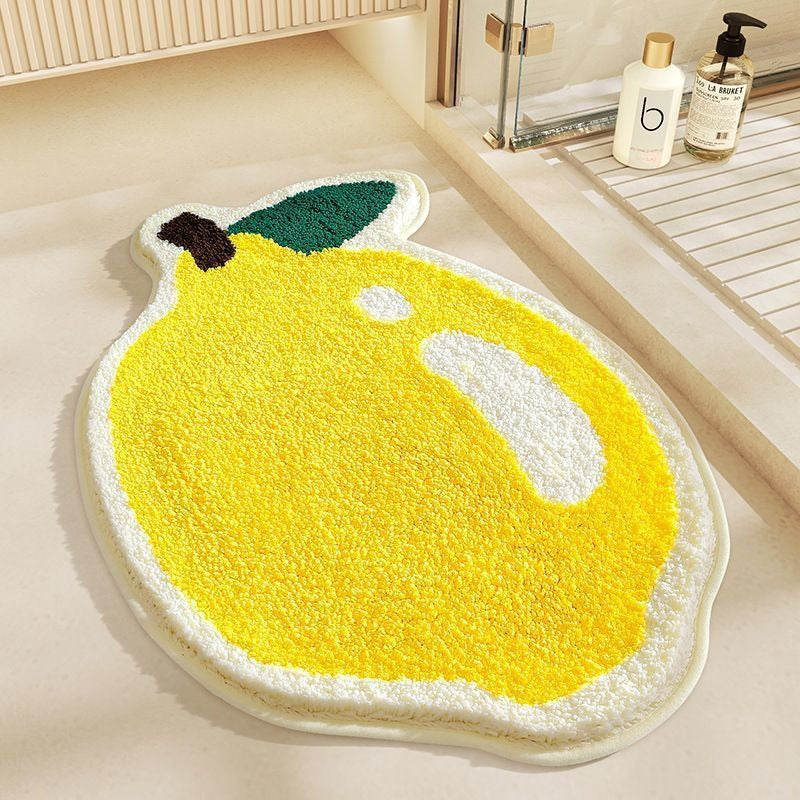 Lemon-Shaped Plush Bath Mat
