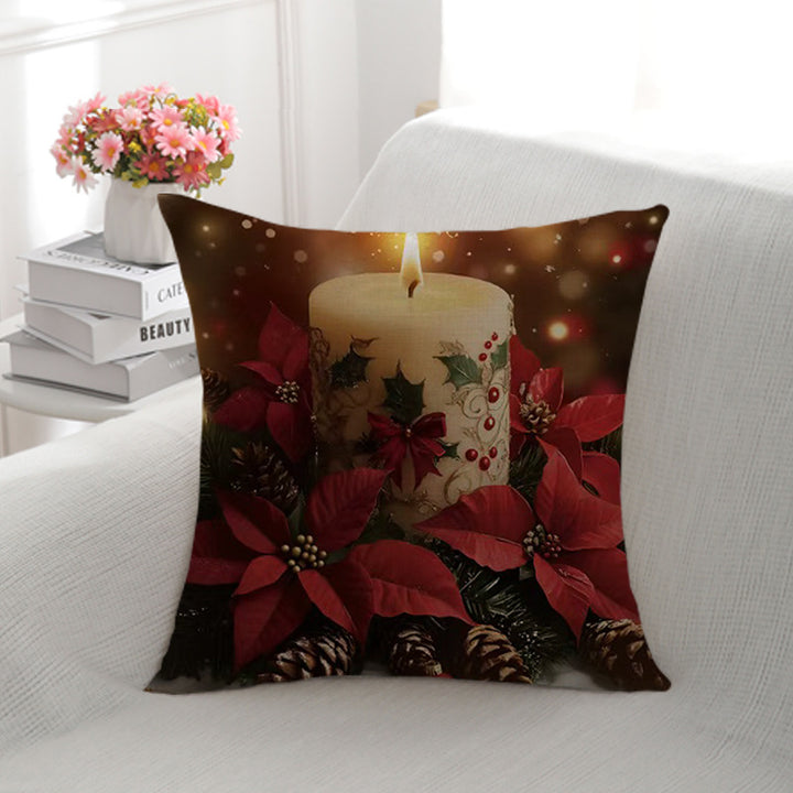 Festive Floral Holiday Throw Pillow