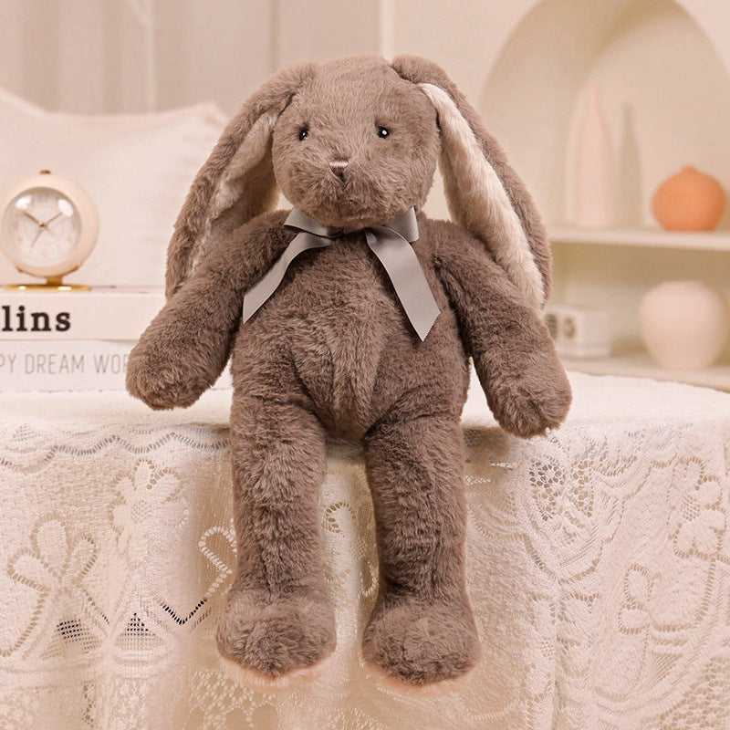 Plush Long-Eared Sitting Bunny Soft Toy with Ribbon Neck and Ultra-Soft Faux Fur Stornfield