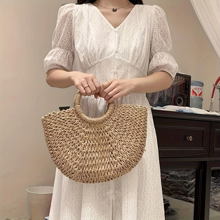Handmade basket bag with light ruffles Stornfield