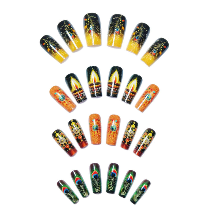 Artificial nails in elegant pattern with glitter effects Stornfield