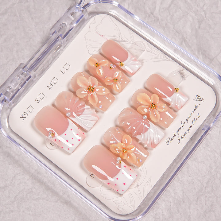 Artistic Floral Press-On Nails Set