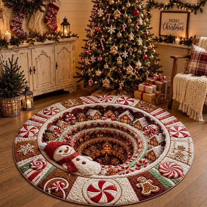 3D Holiday Themed Round Area Rug