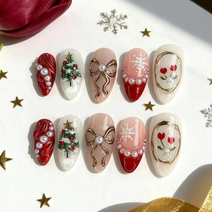 Festive-Themed Decorative Press-On Nail Art Set Stornfield