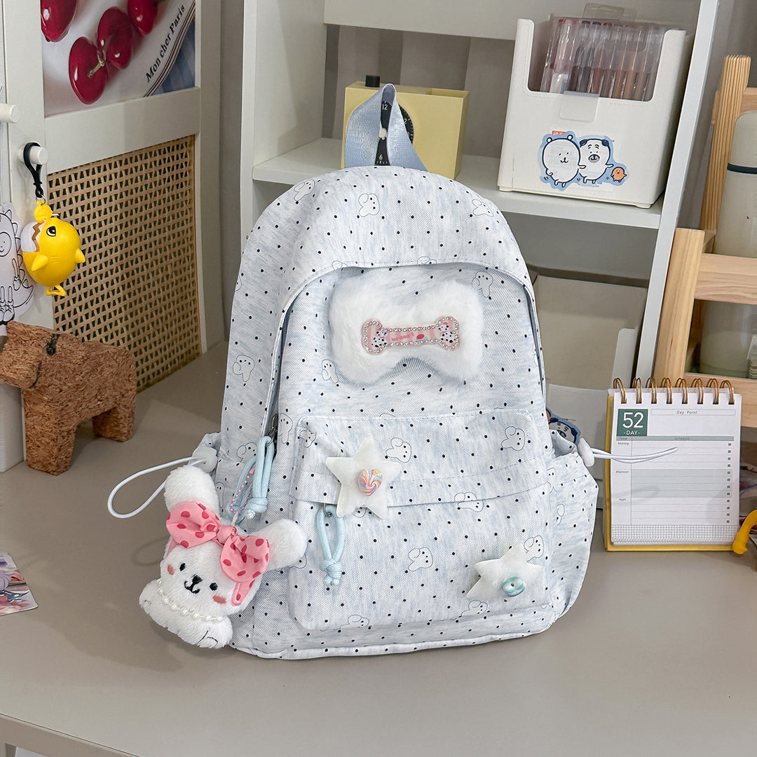 Lightweight Polka Dot Casual Backpack Stornfield