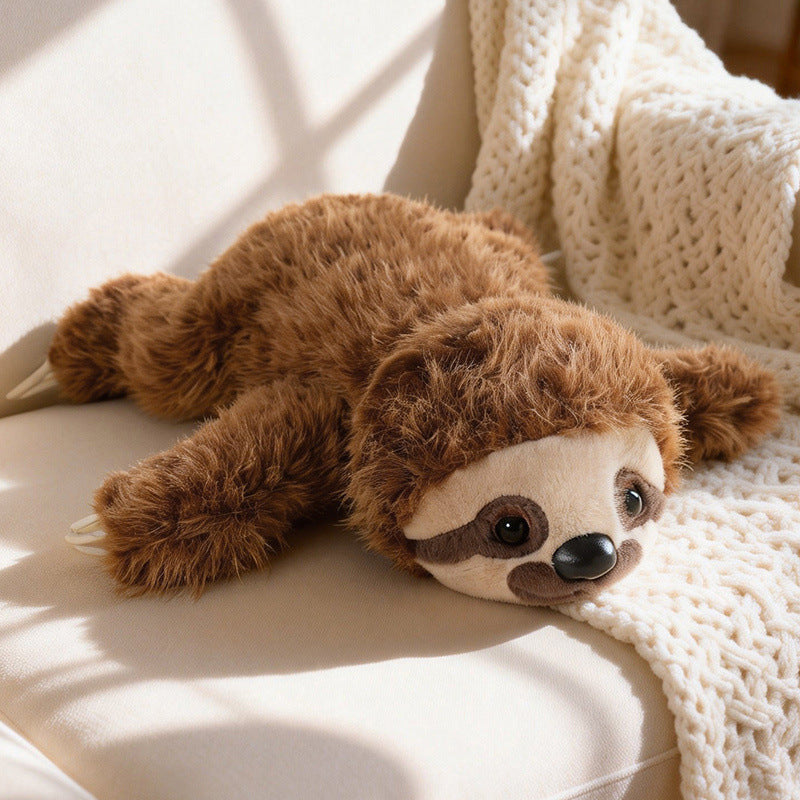 Lifelike Lying Sloth Plush Cushion Toy with Ultra-Soft Faux Fur and Cuddly Filling Stornfield