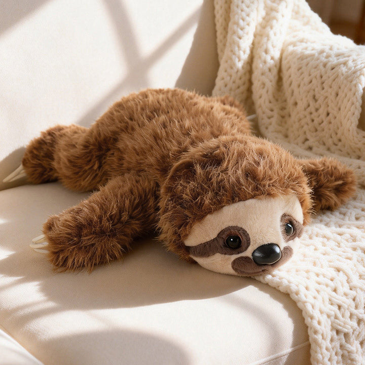 Lifelike Lying Sloth Plush Cushion Toy with Ultra-Soft Faux Fur and Cuddly Filling Stornfield