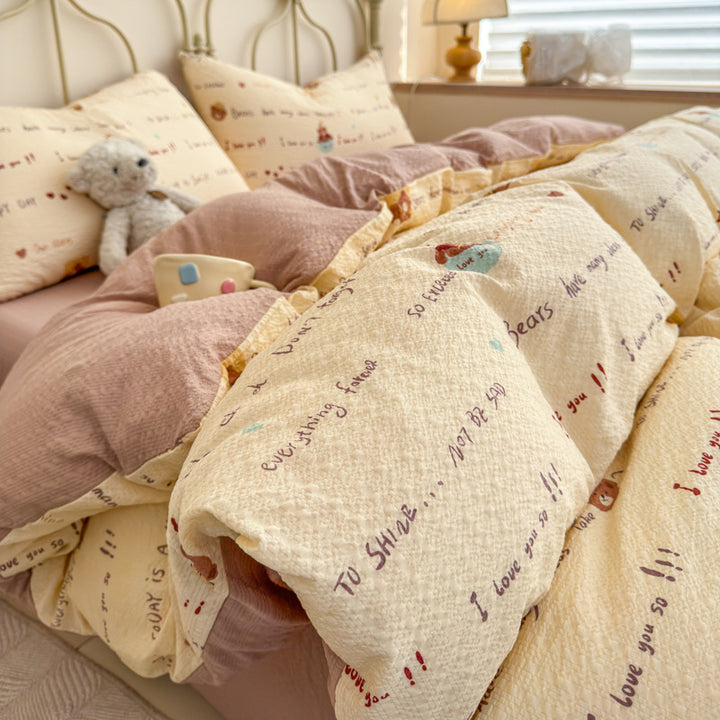 Children's Playful Cartoon Animal Print Bedding Set