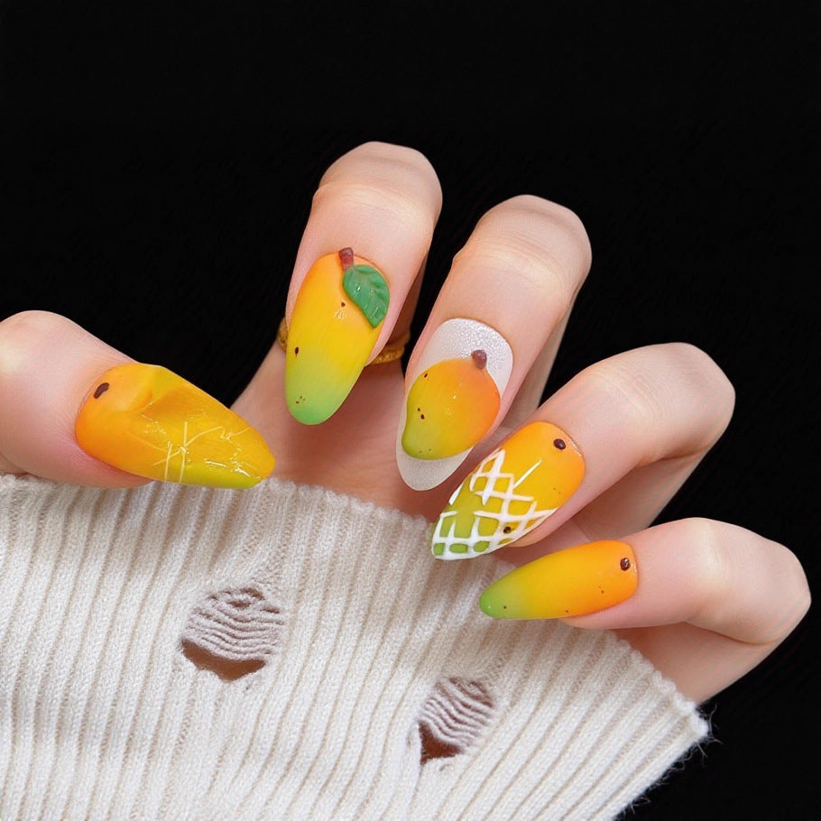Artificial nails with fruity mango design Stornfield