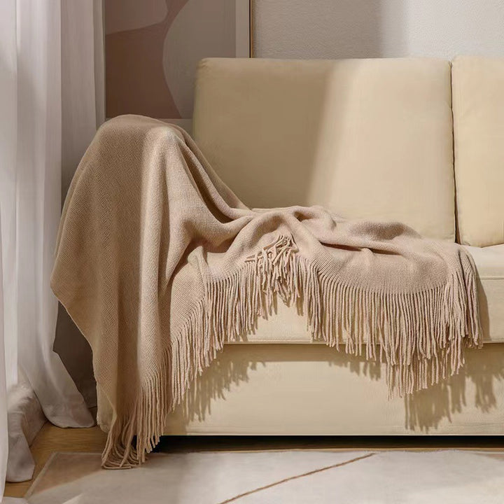 Luxurious Fringe Knit Throw Blanket