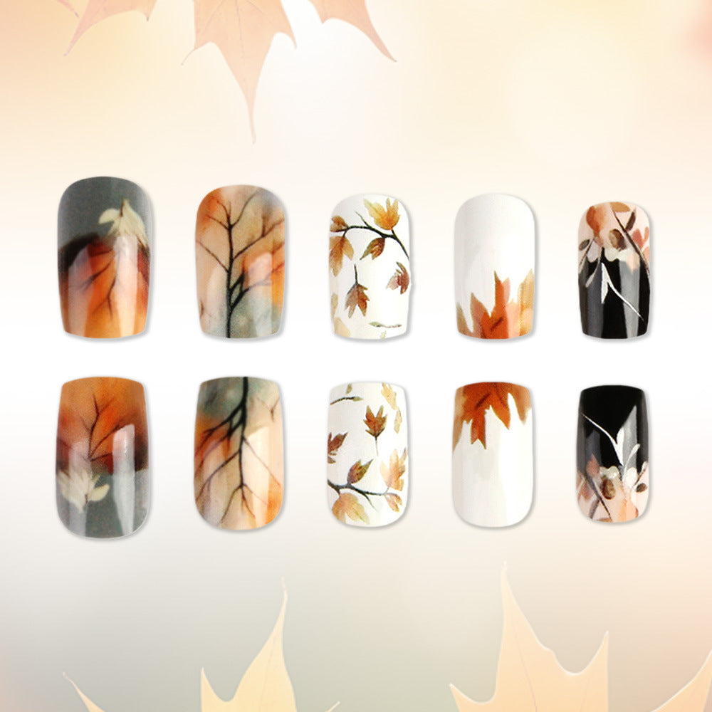 Artistic Fall-Themed Press-On Nails Stornfield