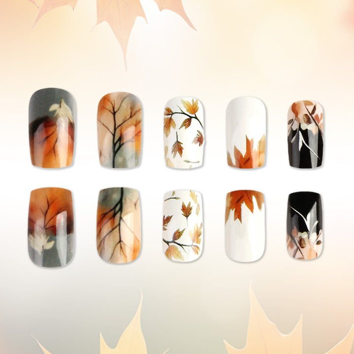 Artistic Fall-Themed Press-On Nails Stornfield