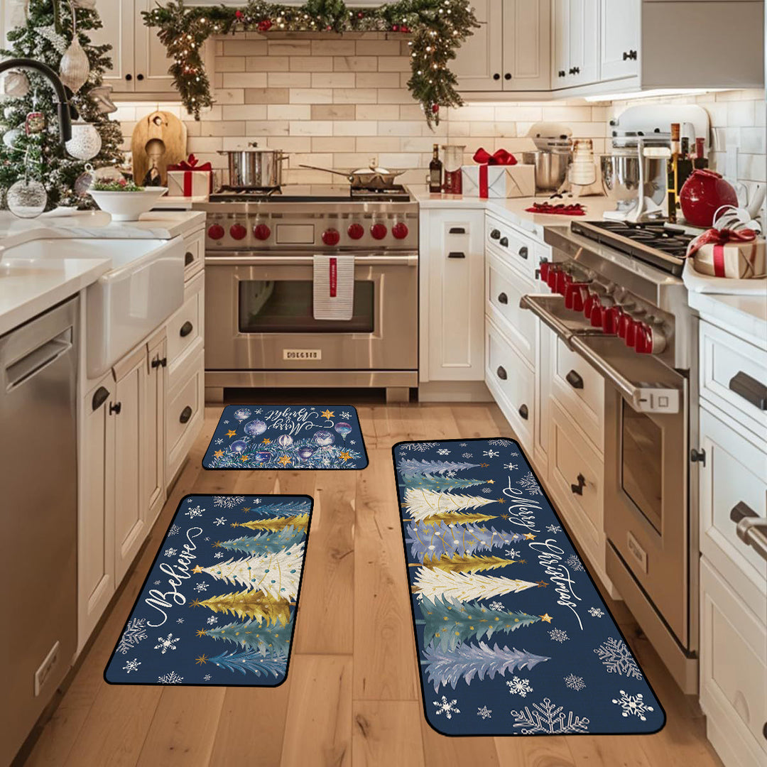 Festive Holiday-Themed Kitchen Mat Set