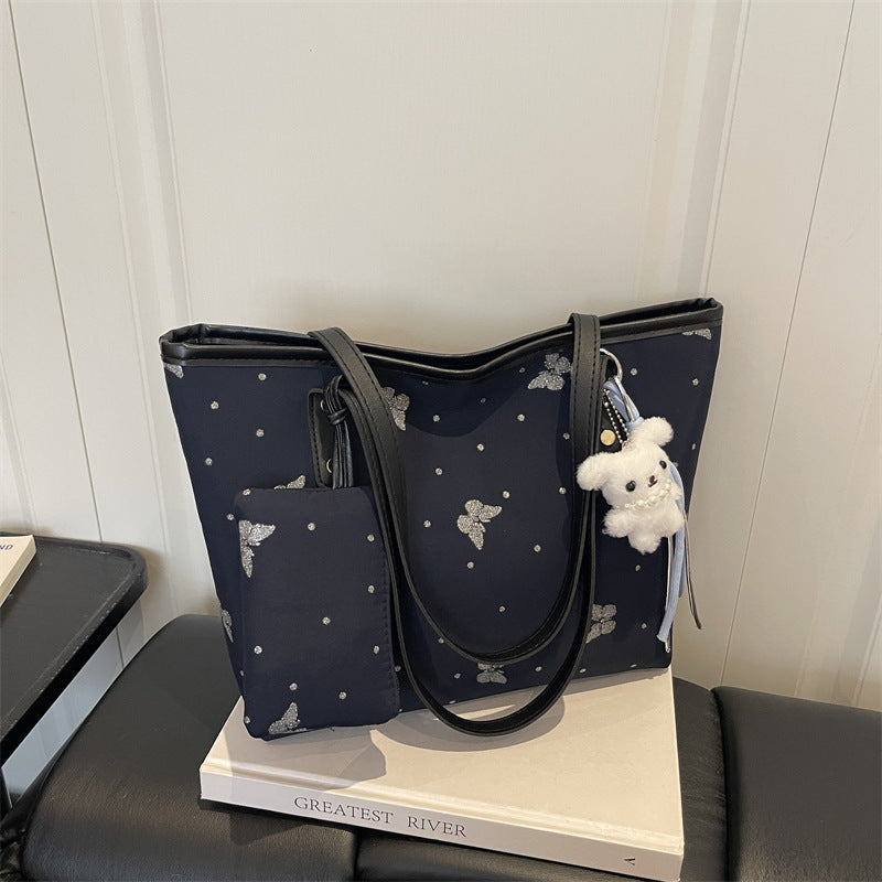 Stylish Butterfly Print Multi-Compartment Tote Bag