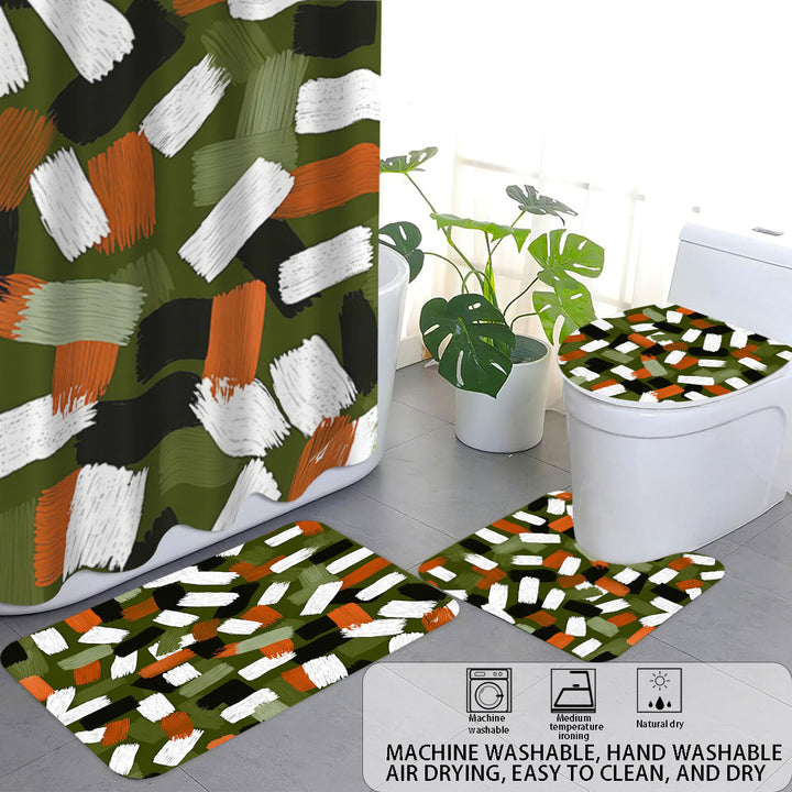 Bold Brushstroke Pattern Four-Piece Bathroom Set Stornfield