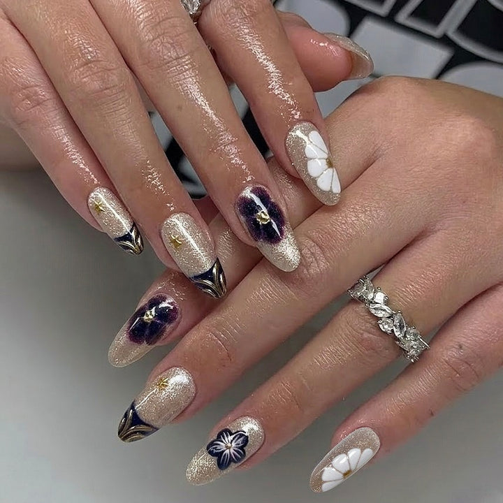 Artistic Floral Press-On Nail Set  1791645794
