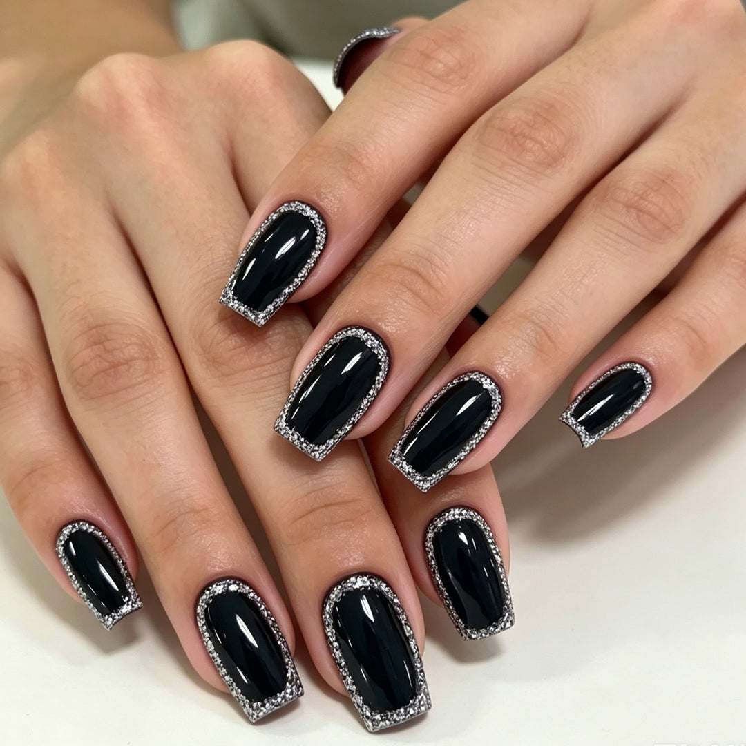Elegant Rhinestone-Trimmed Gel Nail Enhancements Stornfield