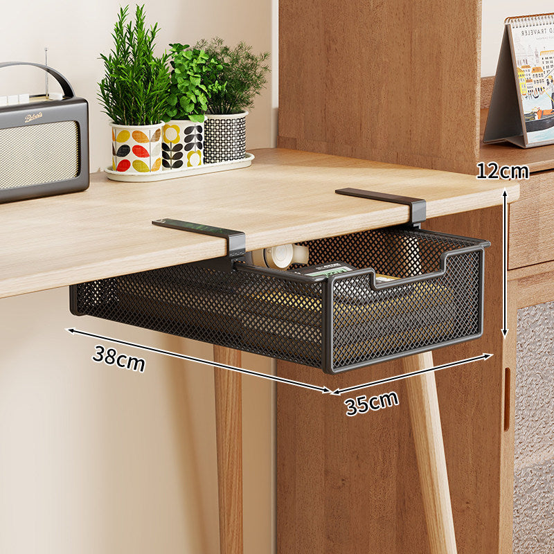 Clamp-On Under-Desk Ventilated Mesh Storage Drawer Organizer