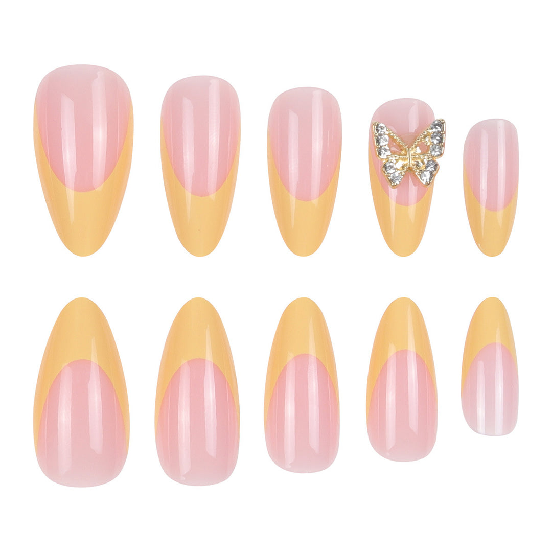 Glamorous Stiletto Press-On Nails with Butterfly Accents Stornfield