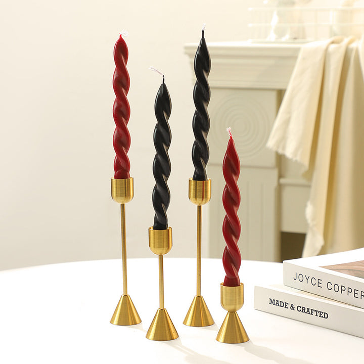 Hand-Poured Twisted Spiral Dinner Taper Candle Set