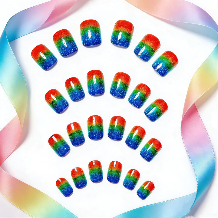 Creative Gradient Colorful Nail Art with Glitter Effects Stornfield
