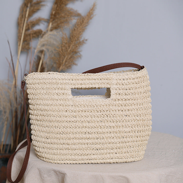 Handbag made of natural cotton with leather handle Stornfield