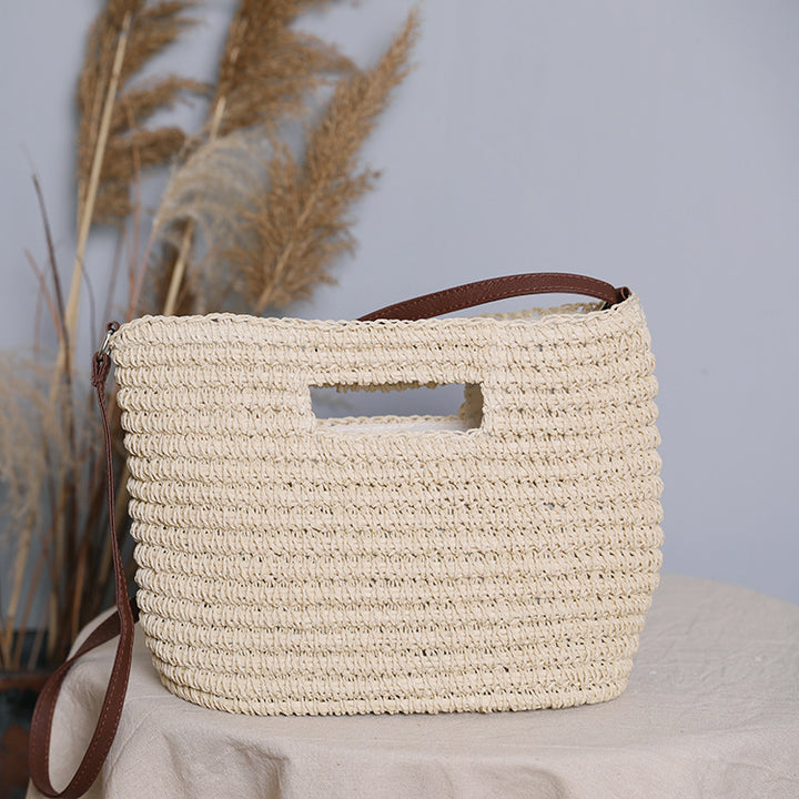 Handbag made of natural cotton with leather handle Stornfield