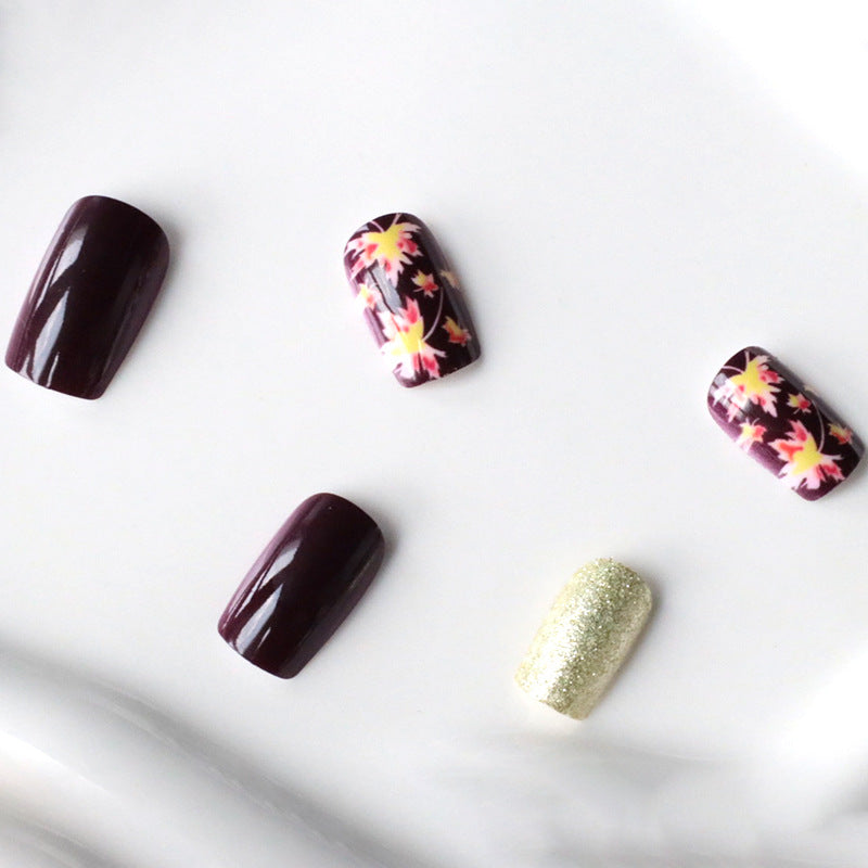 Decorative Fall-Themed Acrylic Nail Enhancements Stornfield