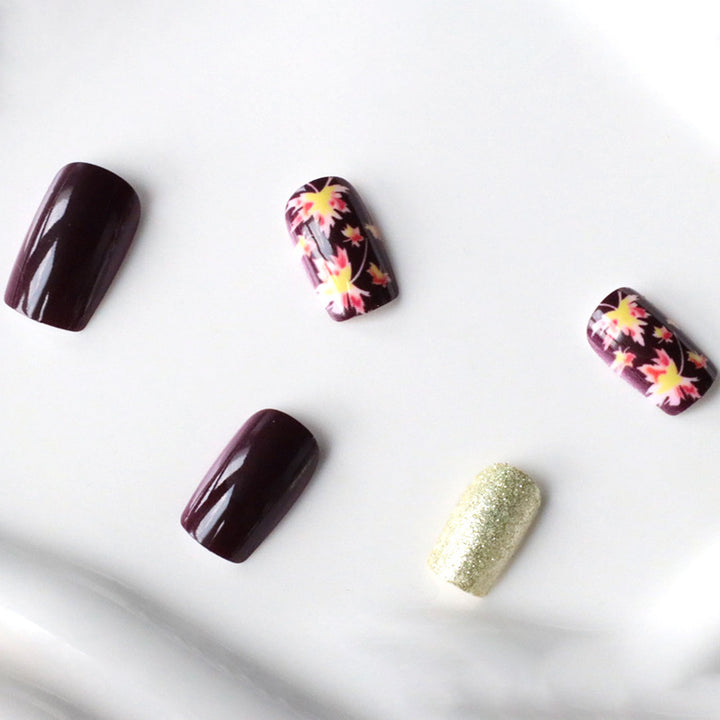 Decorative Fall-Themed Acrylic Nail Enhancements Stornfield