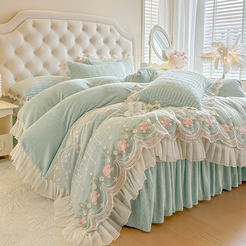 Embroidered Floral Bedding Set