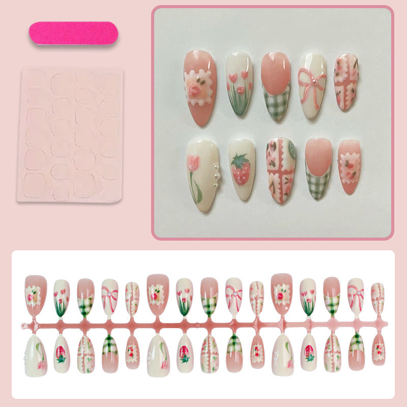 Artificial nail set with elegant floral and fashionable accents Stornfield