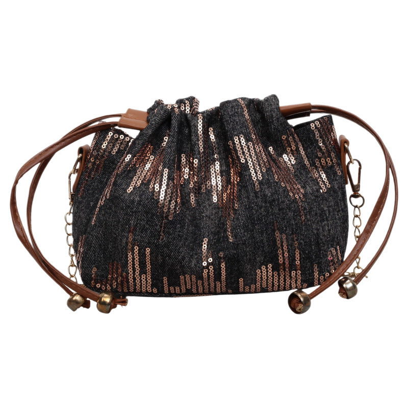Artistic Textured Drawstring Handbag