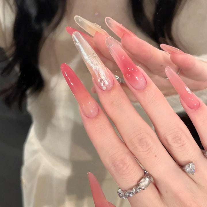 Artificial Nail Set with Elegant Gradient Color and Glitter Details Stornfield