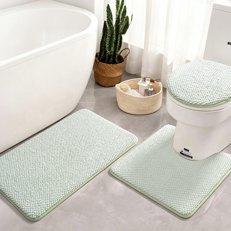 Textured Bath Mat and Toilet Lid Cover Set